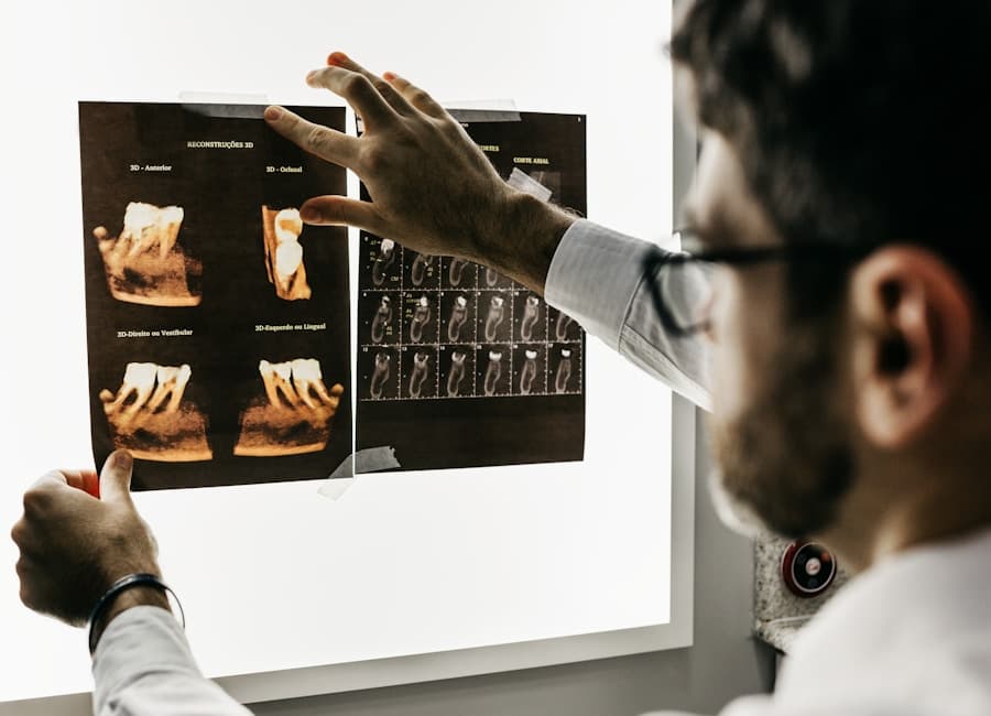 Dental implant specialist reviewing a 3D dental scan